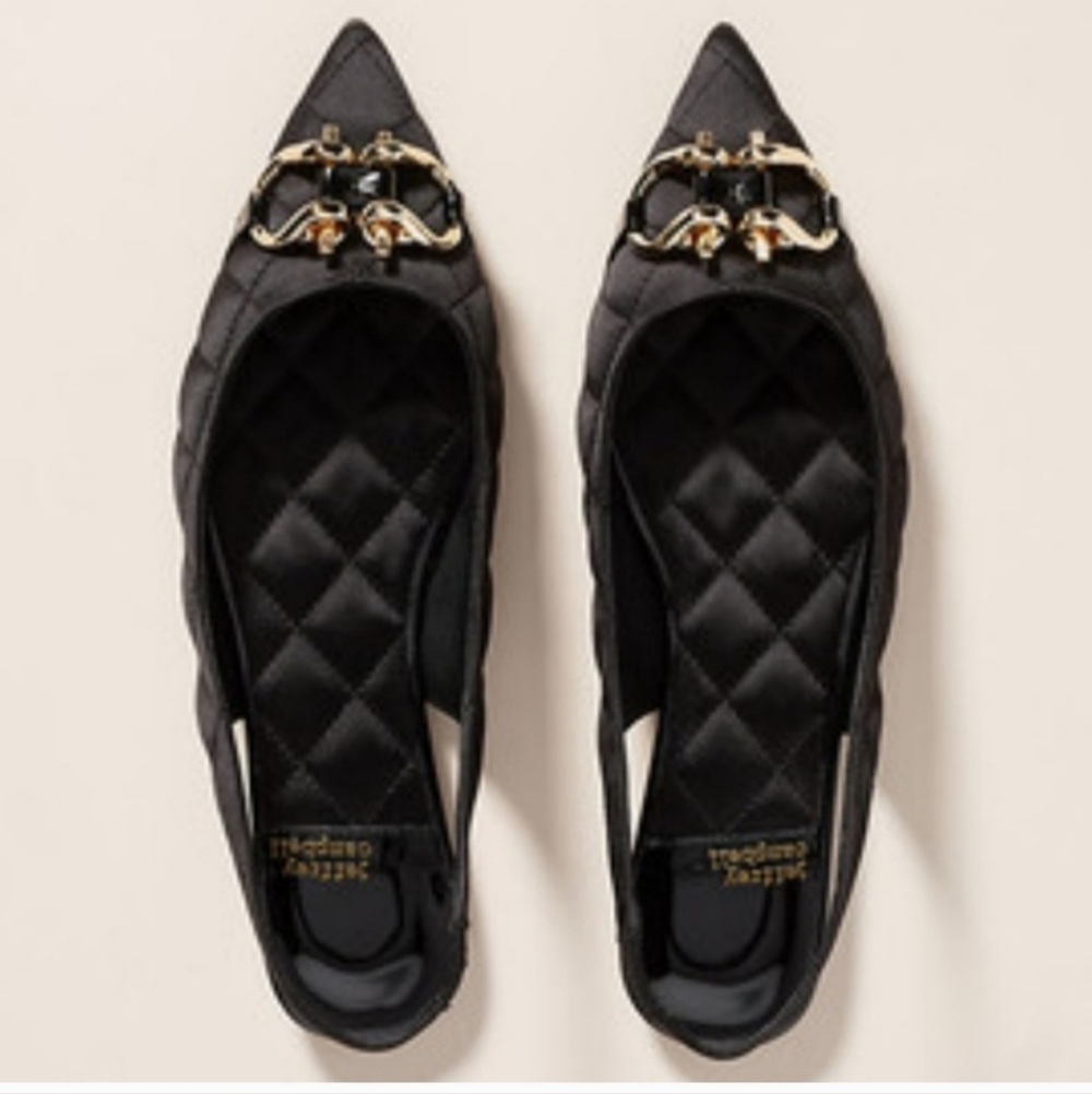 Jeffrey Campbell Lenora Quilted Slingbacks - black Size 6